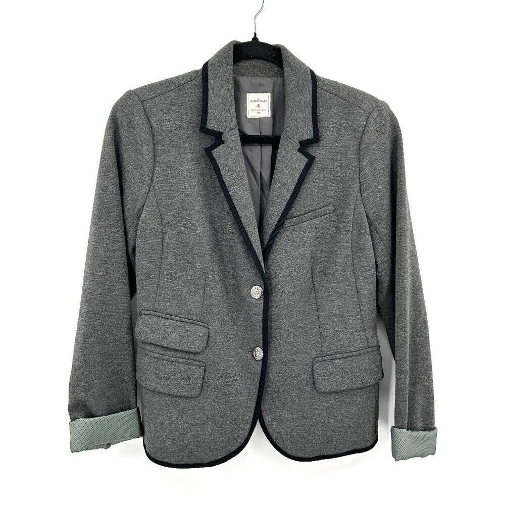 GAP Gray Black Double Button Office Business The Academy Blazer Jacket Size 4